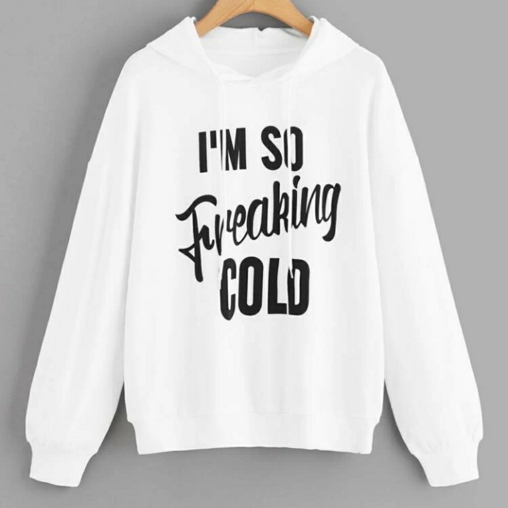 White & Black I'm Cold Pullover Hoodie
